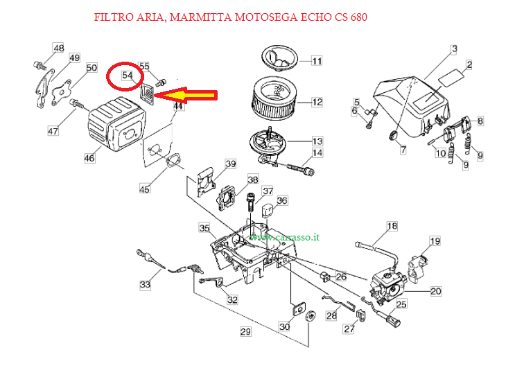 Filtro Aria Marmitta Echo Cs Silenziatore Marmitta Motosega Echo